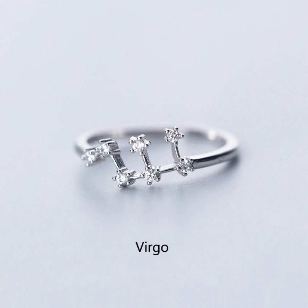 *925 Sterling Silver Zodiac Resizable Ring-Virgo
